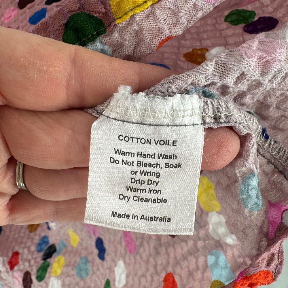 Doops. Australia Pink Polka Dot Multicolor Print Flowy Top Size Large - Picture 5 of 7